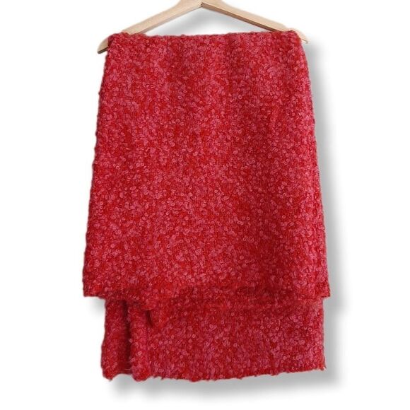 IKEA Stockholm Fuzzy & Soft Mohair Wool Blend Blanket Red & Pink